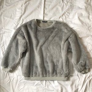 NWOT Nasty Gal gray fur sweatshirt